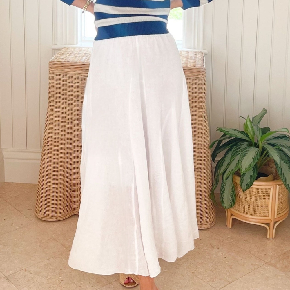 ❌SOLD❌Calypso St. Barth White 100% Linen  Midi Skirt Size XS
